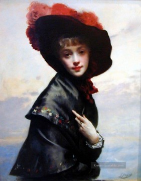  Gustave Maler - La Coquette Dame Porträt Gustave Jean Jacquet